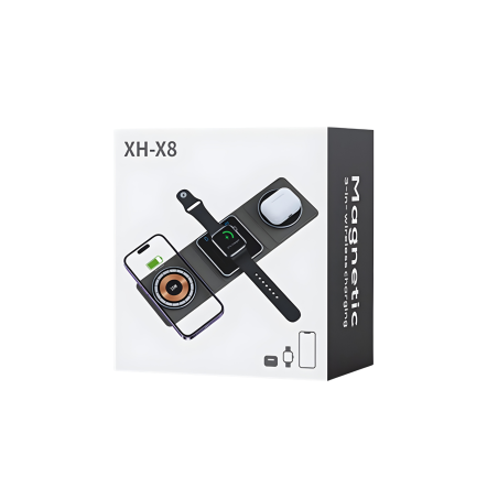 Chargeur Sans Fil Magnétique Pliable 3 en 1- XH-X8 - Noir — ECO · Smarty Paris 18e